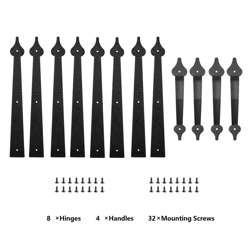 skysen Steel Garage Door Decorative Hinges Handles Accents Hardware kit Screw Mount,Black(tckls-2 Pack) - Image 4